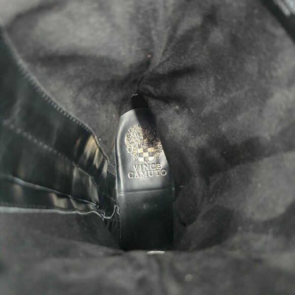 Vince Camuto Harness Moto Boots 8.5 Black Quilted Leather Western Biker Booties - Picture 11 of 13